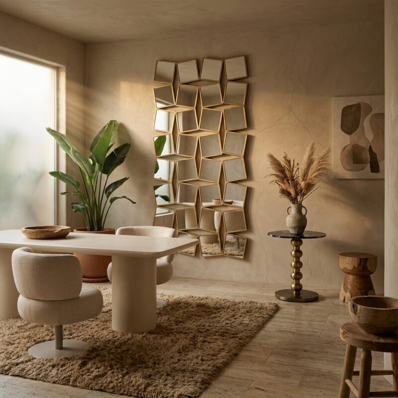 Spiegel Badia in goud handgemaakt met veiligheidsglas elegante wandspiegel