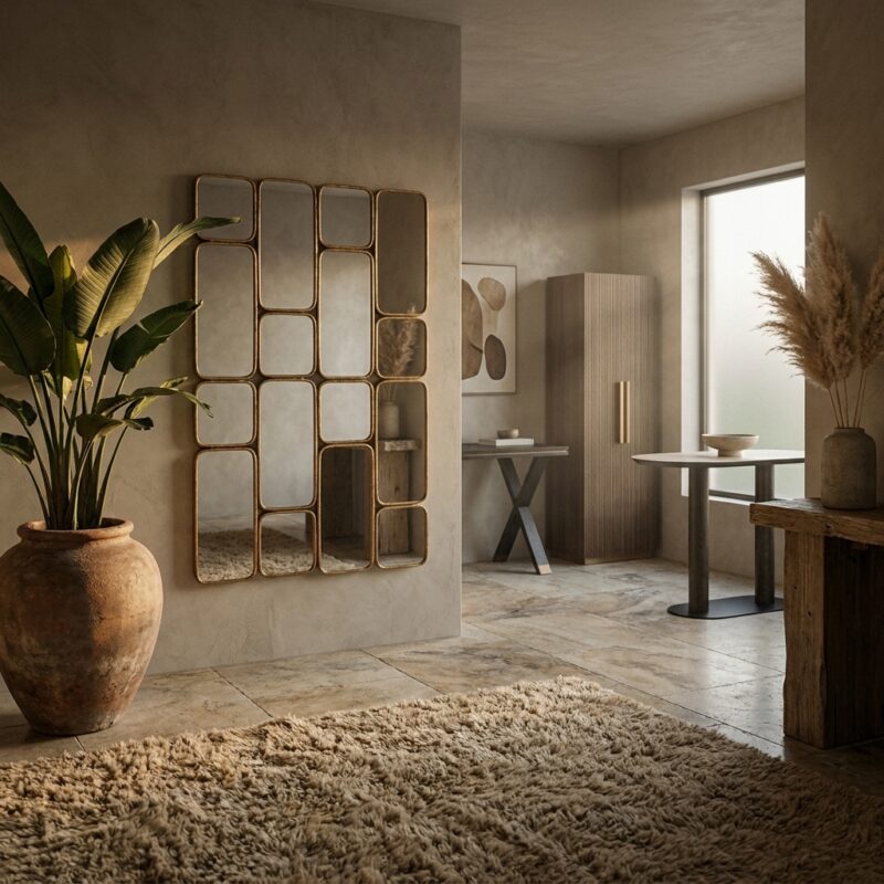 Spiegel Birche goud met 16 losse spiegeldelen in MDF en ijzer