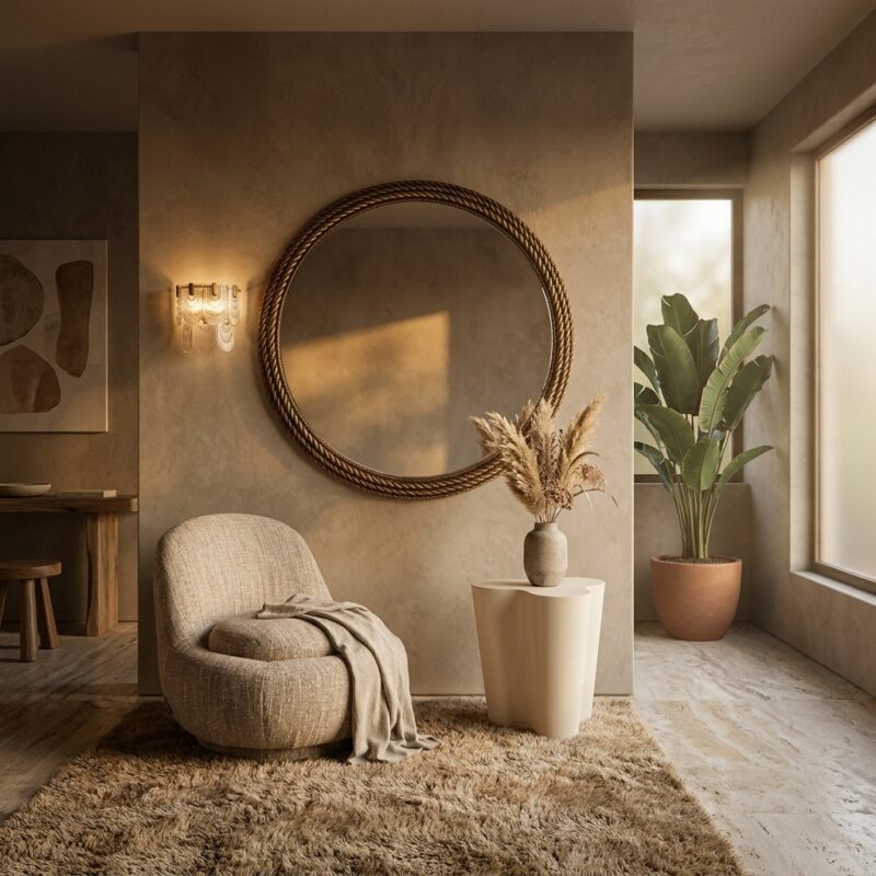 Ronde spiegel Lavinia goud 110 cm handgemaakt met tijdloos elegant design