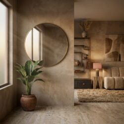 Ronde gouden spiegel Maesa 90 cm in vintage stijl van ijzer en MDF