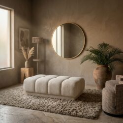 Ronde gouden spiegel Maevy 110 cm van ijzer en MDF in vintage stijl