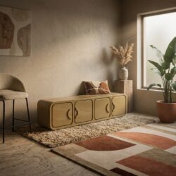 Groen hoogglans tv-meubel Gubby van MDF met moderne uitstraling