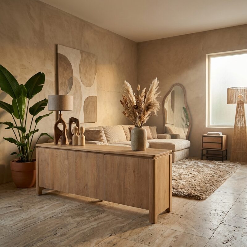 Tv meubel Dallas Naturel Mangohout 165 cm