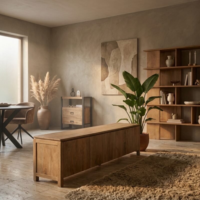 Tv meubel Dallas Naturel Mangohout 210 cm