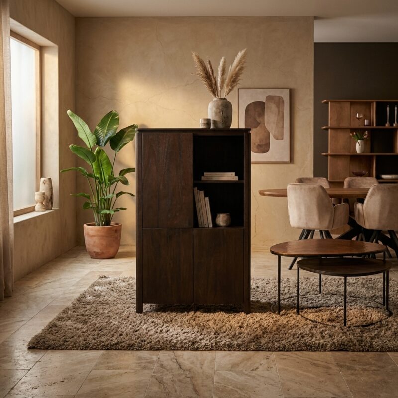 Vakkenkast Dallas Bruin Mangohout 90 cm