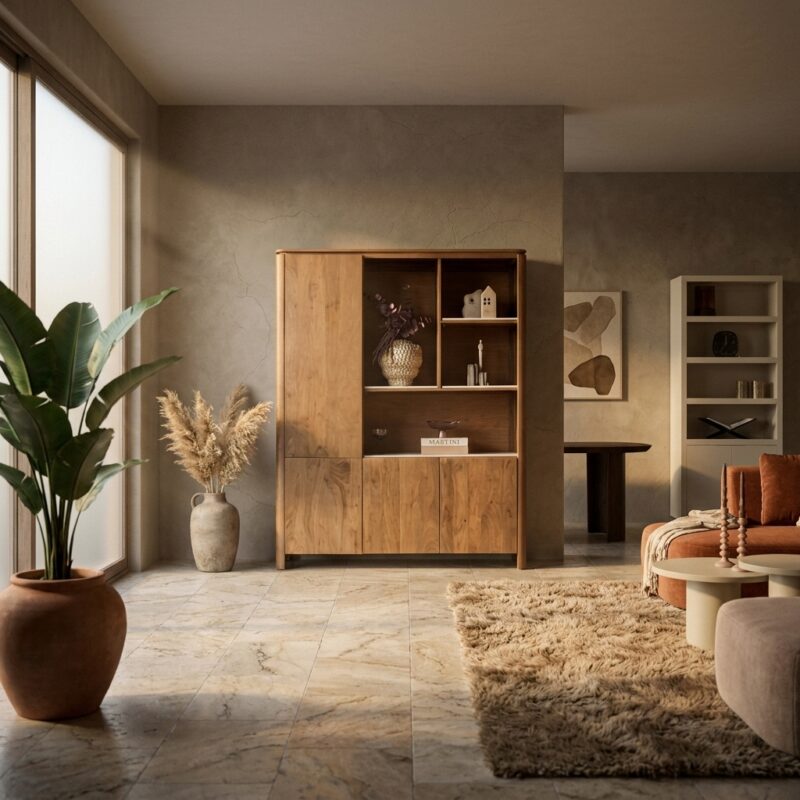 Vakkenkast XL Dallas Naturel Mangohout 160 cm