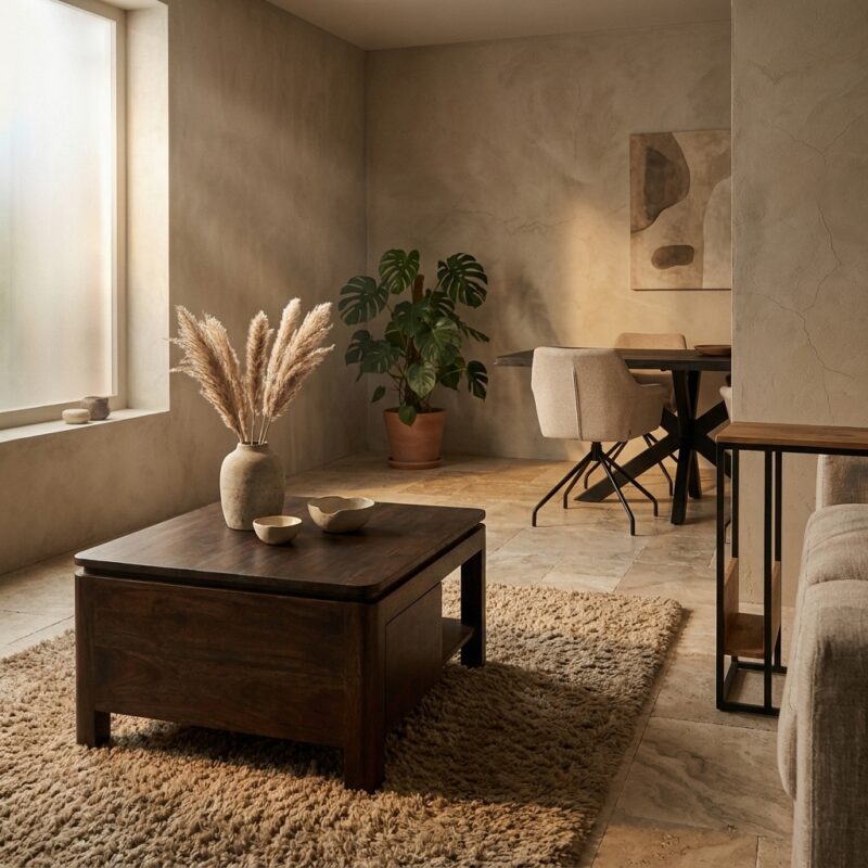 Vierkante Salontafel Dallas Bruin Mangohout 80 cm