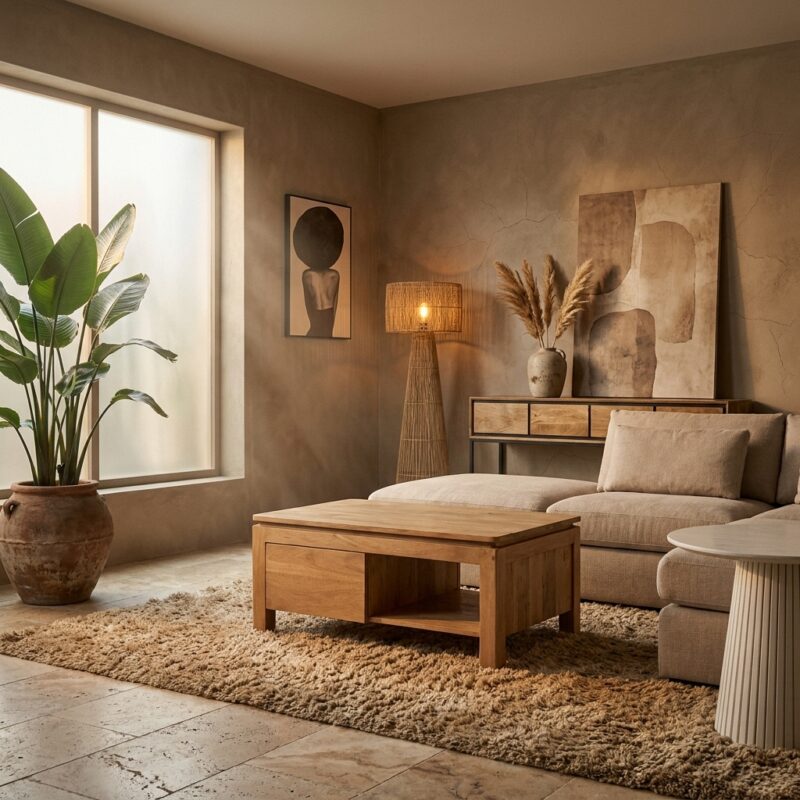 Vierkante Salontafel Dallas Naturel Mangohout 80 cm