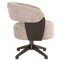 Moderne bureaustoel met zachte bekleding en houten onderstel, ideaal voor kantoor of thuiswerkplek, gecombineerd met stijlvol design en ergonomisch comfort.
