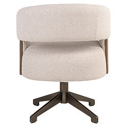 Moderne kantoorstoel met comfortabele, zachte bekleding en houten accenten, ideaal voor thuis of kantoor, ontworpen door Mokana Meubelen.