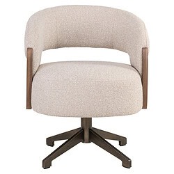 Moderne houten bureaustoel met comfortabele bekleding, ideaal voor kantoor of thuiswerkplek, met draaibaar onderstel en stijlvolle uitstraling.