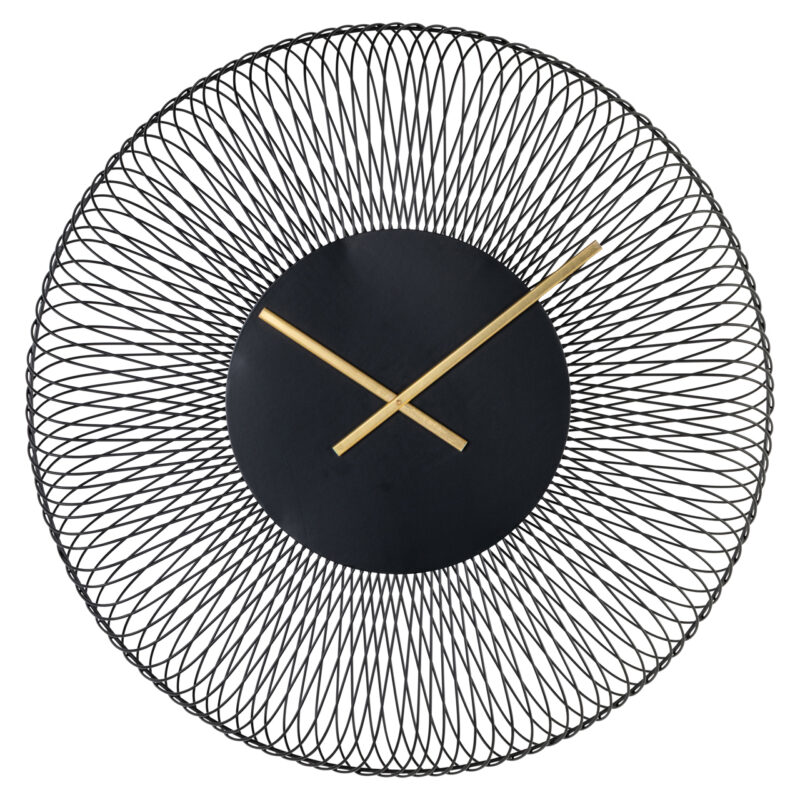 Handgemaakte zwarte klok Blunt met minimalistisch design 85 cm diameter