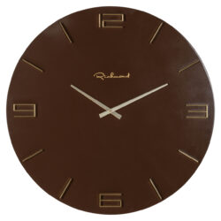 Handgemaakte wandklok Byram Chestnut in goud en zwart 60 cm diameter