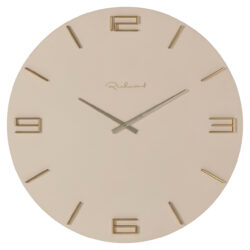 Handgemaakte wandklok Byram tapioca met goud en zwart accenten 60 cm