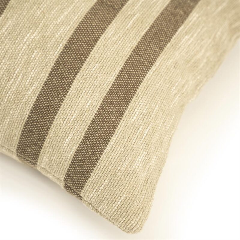 Bankkussen met beige en bruin gestreept patroon, perfect voor comfortabele zitplaatsen en stijlvolle interieurdecoratie. Gemaakt van hoogwaardige stoffen voor duurzaamheid en comfort.