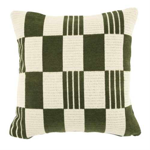 Groen katoenen sierkussen Pillow Twist 45x45 cm met gedraaid patroon