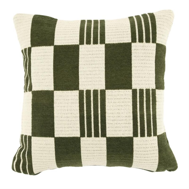 Groen katoenen sierkussen Pillow Twist 45x45 cm met gedraaid patroon