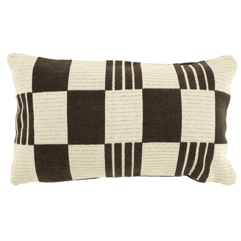 Decoratief kussen met zwart-wit ruitpatroon, perfect voor moderne interieurstijlen en comfortabele zithoeken. Gemaakt van hoogwaardig textiel voor duurzaamheid en stijl.