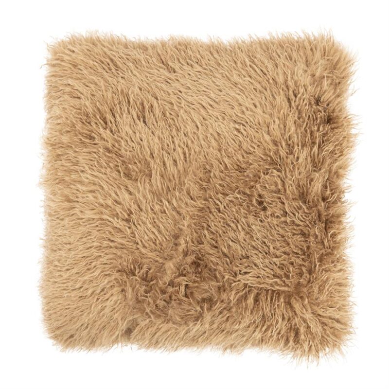 Luxe beige schapenvacht kussen, perfect voor een gezellige en warme uitstraling in huis. Gemaakt van hoogwaardig natuurlijk schapenvacht voor ultiem comfort en stijl.