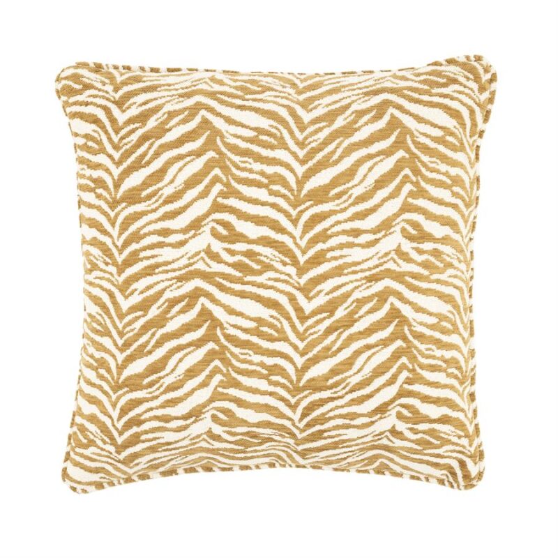 Zebra print sierkussen met beige en wit patroon, perfect voor een stijlvolle en gezellige woonkamer.