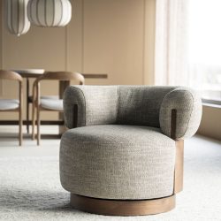 Fauteuil Nila bruin - taupe Vanu, van Eleonora, zijaanzicht