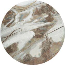 Detailopname textuur Acampo 7270 rond karpet polypropyleen heatset 11mm poolhoogte
