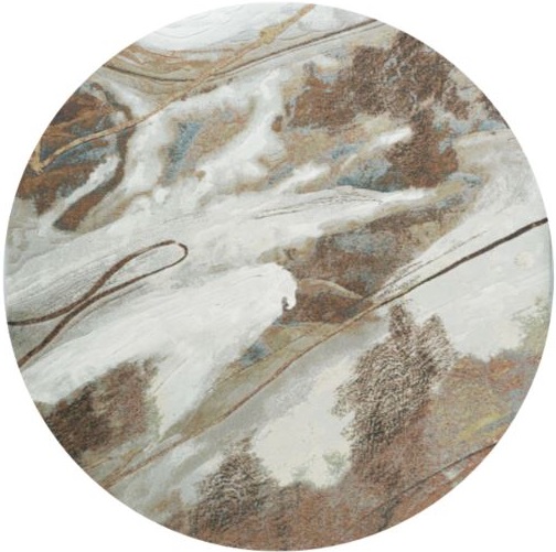 Detailopname textuur Acampo 7270 rond karpet polypropyleen heatset 11mm poolhoogte