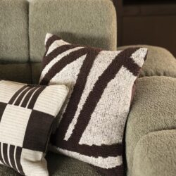 Comfortabele groene bank met twee decoratieve kussens, ideaal voor een gezellige woonkamer. Perfect voor ontspanning en stijlvol interieurdesign.