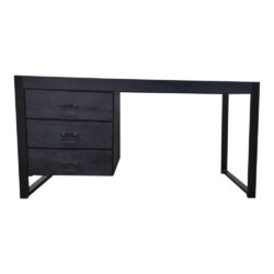 Bureau Boaz zwart mangohout in modern interieur met decoratie