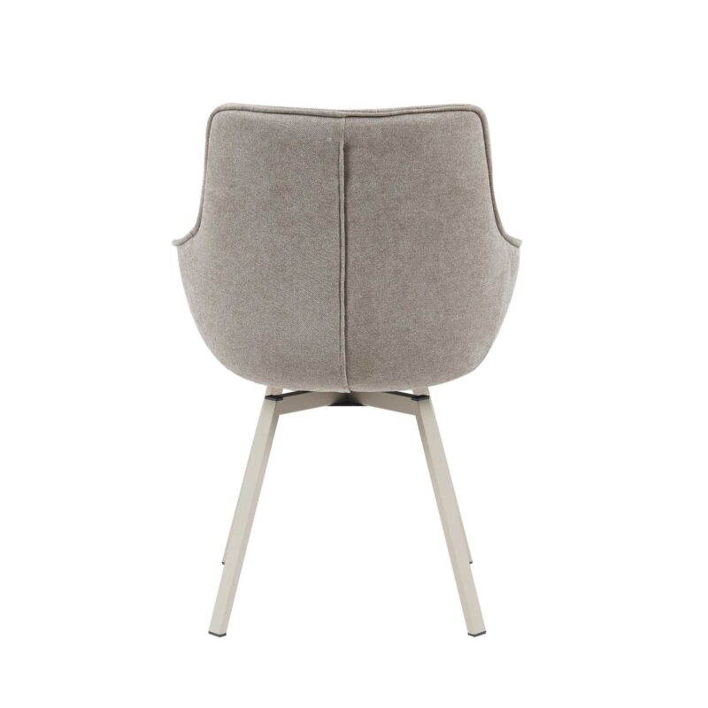Set van twee draaibare eetkamerstoelen Mees in taupe stof 180 graden draaibaar