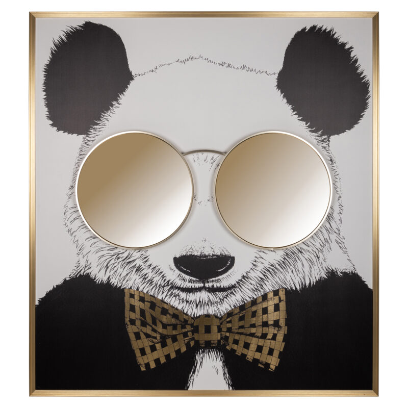 Wall art panda zwart goud wit stijlvol accessoire voor aan de muur
