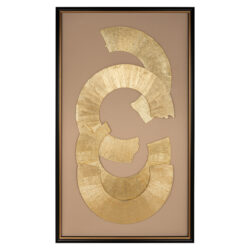 Detail van handgemaakte wall art Eden met gouden textuur op zwart