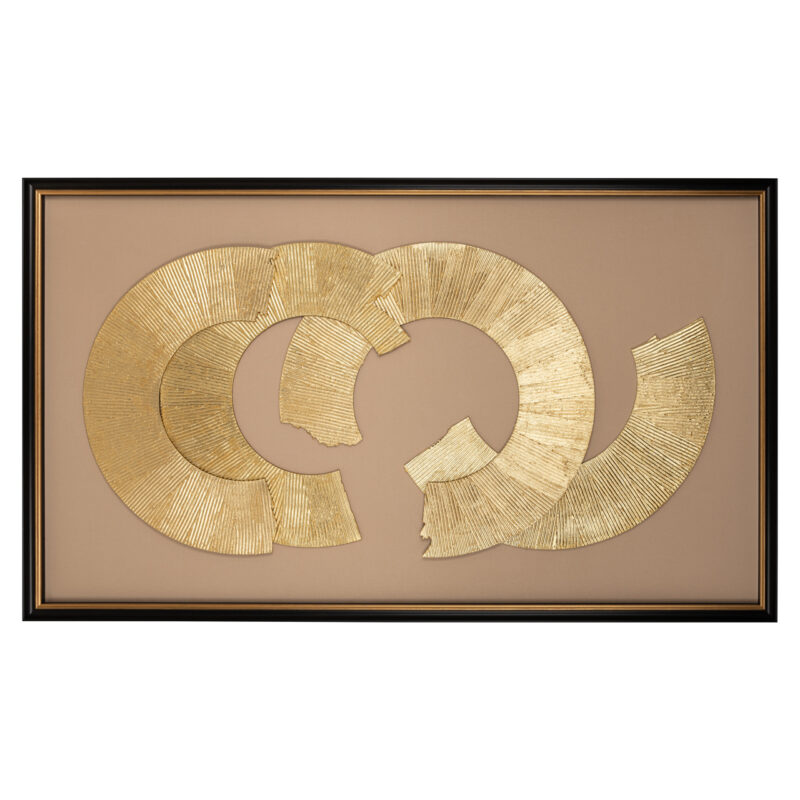 Handgemaakte wall art Eden in zwart en goud met witte accenten