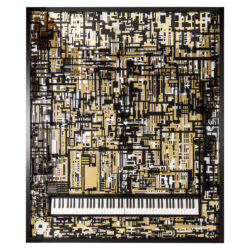 Wandbild „Wibi“ in Schwarz und Gold – moderne Wanddekoration mit weißen Akzenten