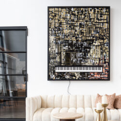Wandbild „Wibi“ in Schwarz und Gold – stilvoll in einem modernen Interieur als Wanddekoration