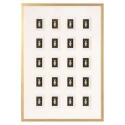 Wall art Bear block 3D, goud, wit, zwart, handgemaakt, Mdf, Kunststof, Glas, Hout, Papier