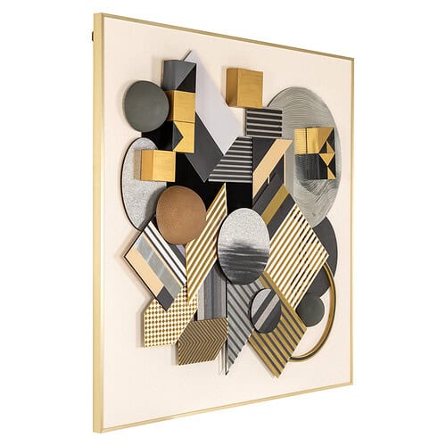 Wandkunst 3D Block schwarz/gold