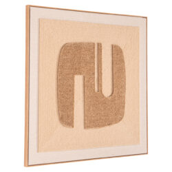 Detail van handgemaakte wall art Seda met gouden en beige texturen