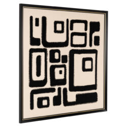 Detail van handgemaakte texturen op wall art Shanita in zwart-wit