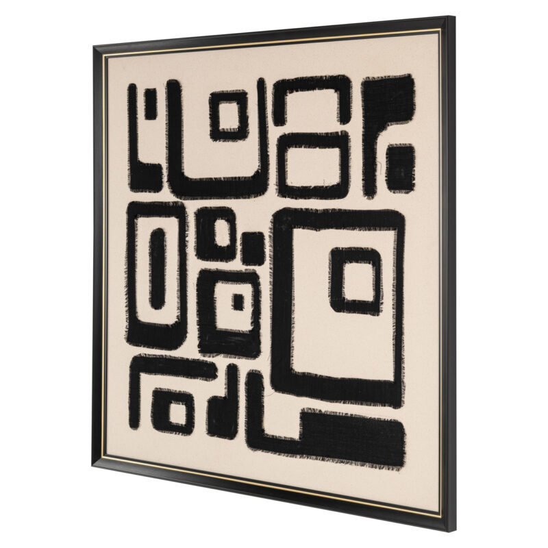 Wall art Shanita zwart-wit gepresenteerd in modern interieur met elegante sfeer
