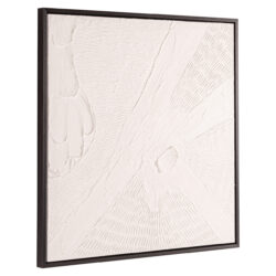 Detail van handgemaakte texturen op wall art Janey in zwart-wit uitvoering
