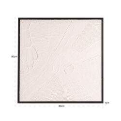 Zijaanzicht van handgemaakte wall art Janey met unieke zwart-witte compositie