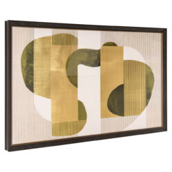 Detailopname wall art Joylin met groene en gouden texturen waterbestendig