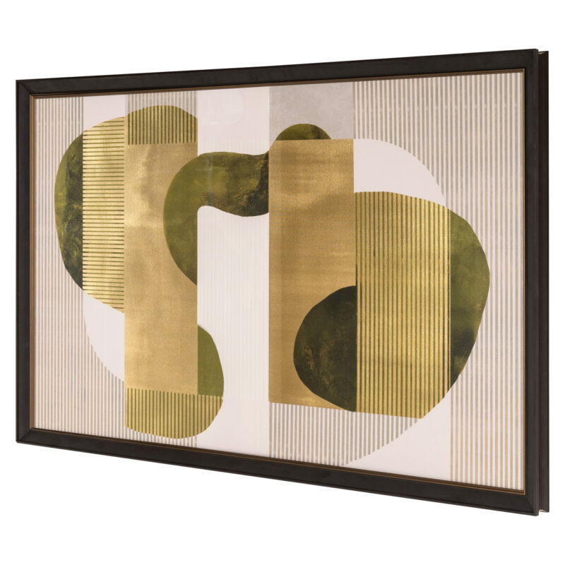 Wall art Joylin groen en goud gepresenteerd in modern woonkamer interieur