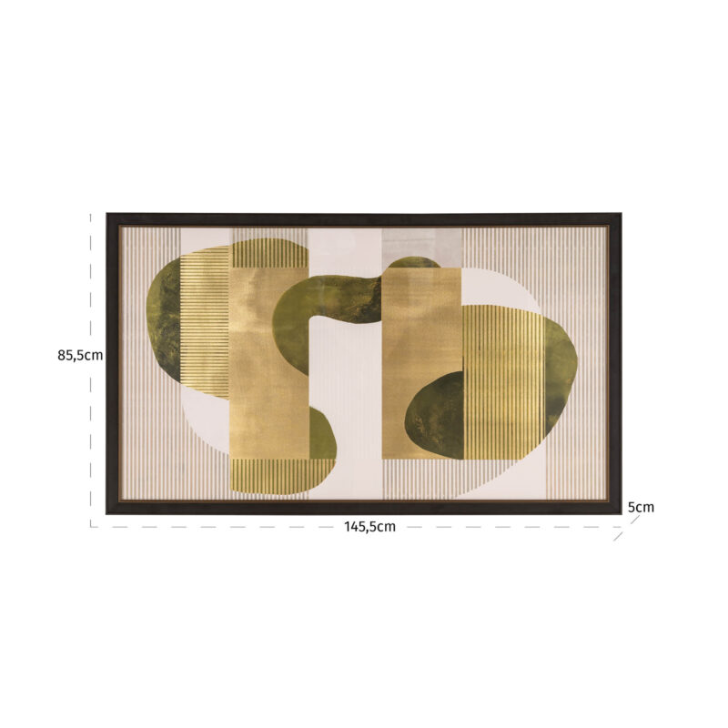 Wall art Joylin vanuit hoek met zichtbare structuur in groen en zwart