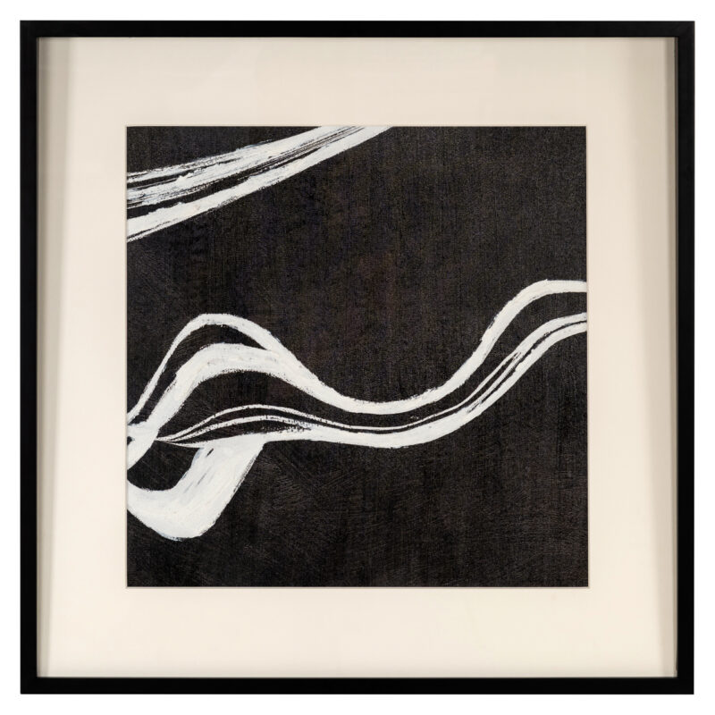 Wall art Jozra in zwart en wit, handgemaakt waterbestendig kunstwerk voor modern interieur