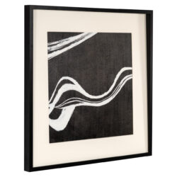 Detailopname van handgemaakte textuur wall art Jozra in zwart-wit uitvoering