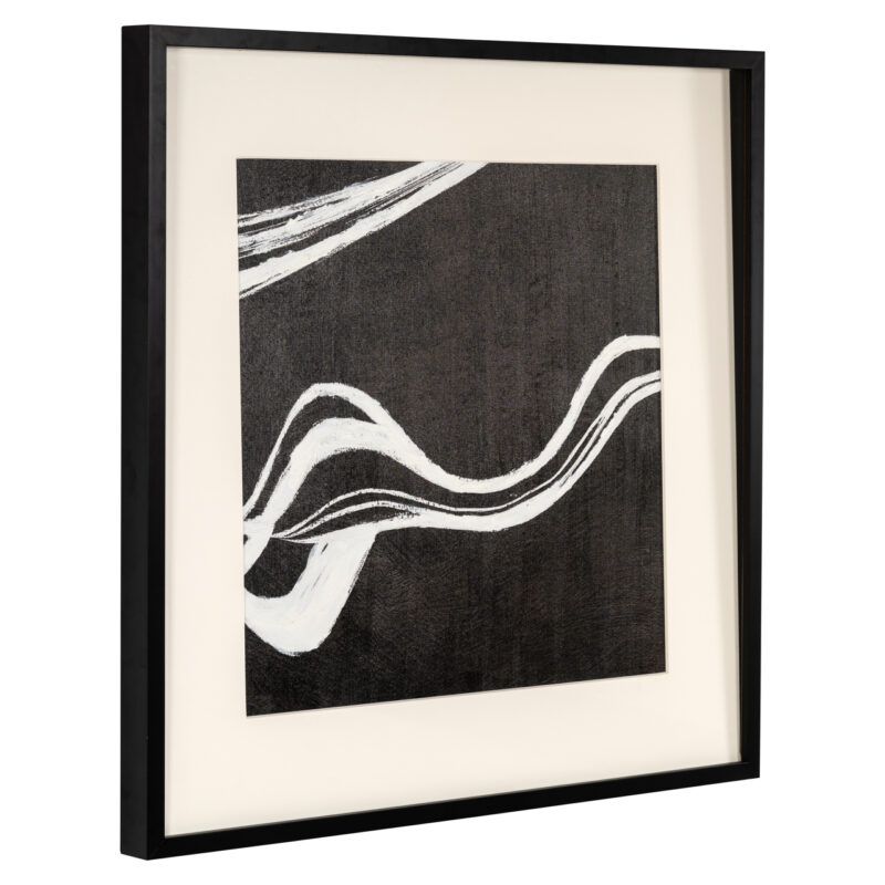 Detailopname van handgemaakte textuur wall art Jozra in zwart-wit uitvoering