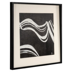 Detail van handgemaakte textuur wall art Jozy in zwart-wit uitvoering