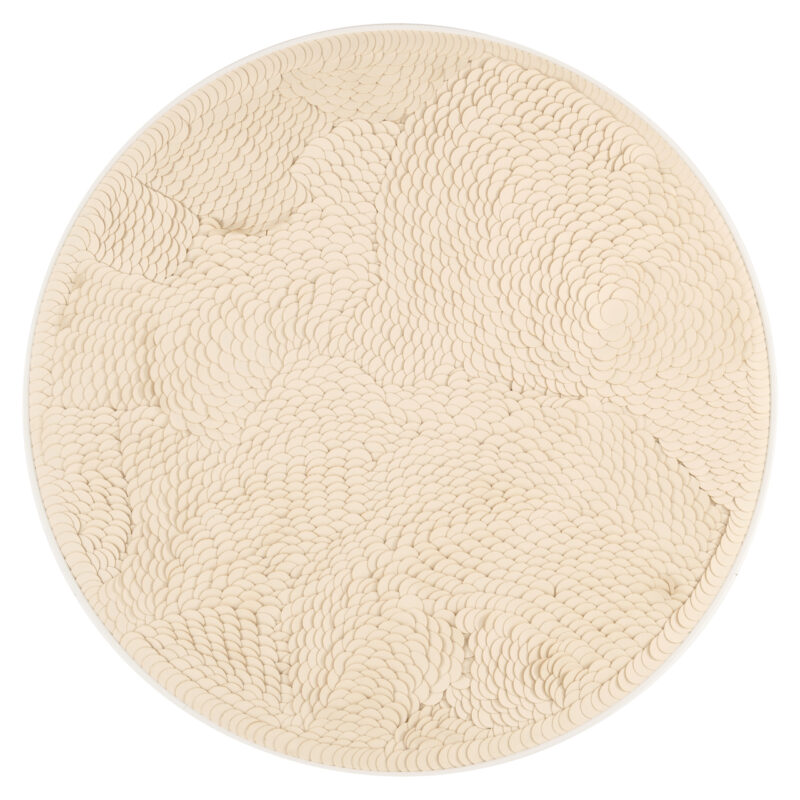 Handgemaakte wall art Flow in wit en zilver met moderne elegante vormen